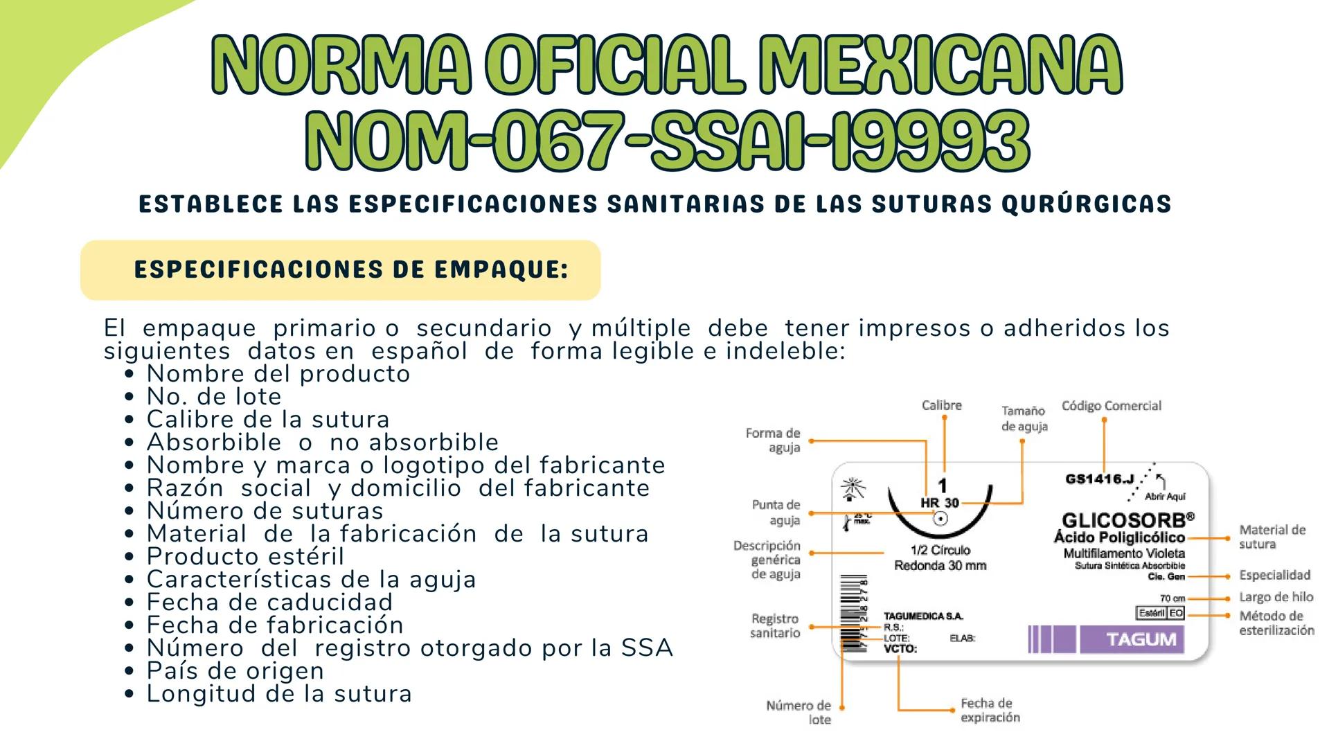 # TÉCNICAS QUIRÚRGICAS
# PUNTOS DE SUTURA
MARÍA FERNANDA LANDEROS RODRÍGUEZ # NORMA OFICIAL MEXICANA
# NOM-067-SSA1-1993
ESTABLECE LAS ES