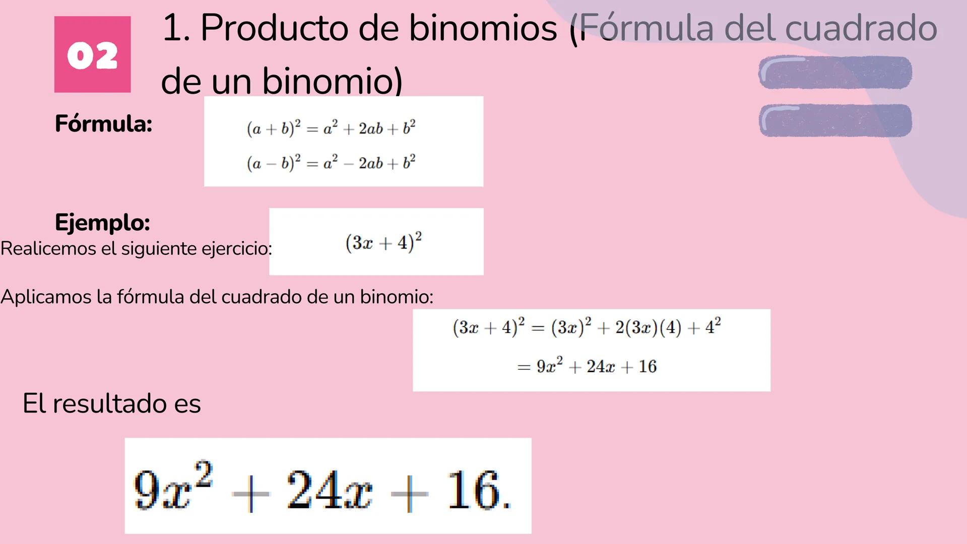 TUTORIAL DE
COMO REALIZAR
UNA EJERCICIO DE
PRODUCTO
NOTABLE
Presentado por Sara Itzel Verdin Ramirez 01 ¿Que son los
productos notables?
Los