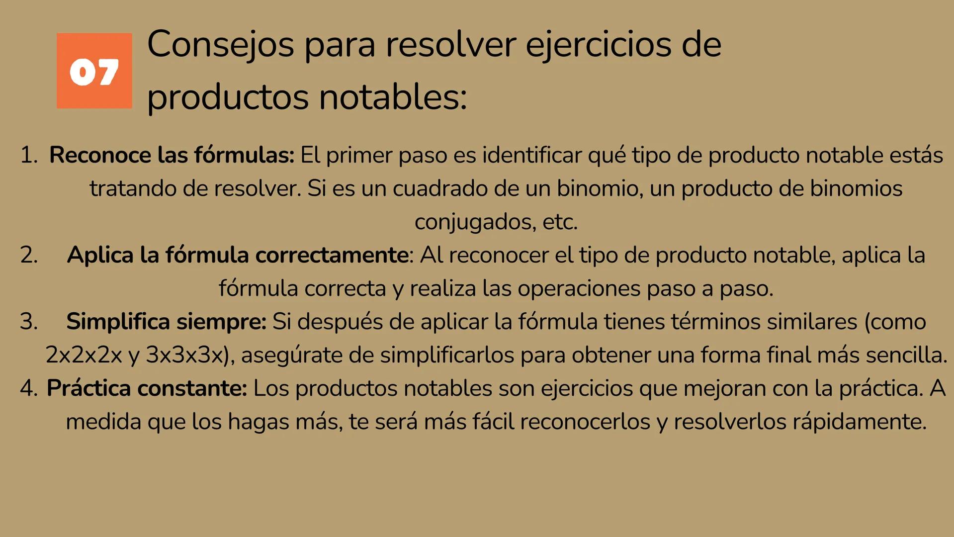 TUTORIAL DE
COMO REALIZAR
UNA EJERCICIO DE
PRODUCTO
NOTABLE
Presentado por Sara Itzel Verdin Ramirez 01 ¿Que son los
productos notables?
Los