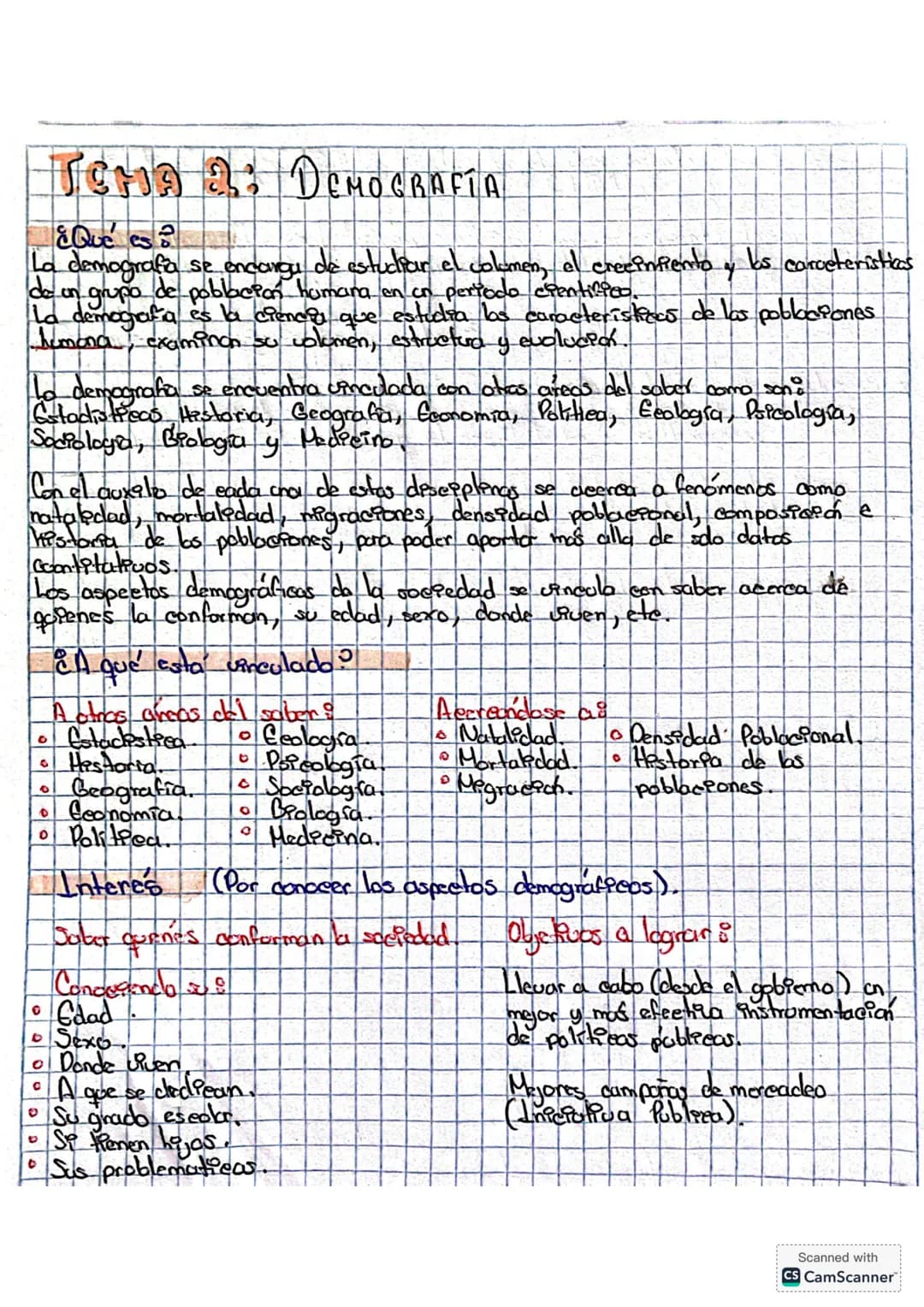 # Tema 2: DEMOGRAFÍA
¿Qué es?
La demografía se encarga de estudiar el volumen, el crecimiento y las características de un grupo de població