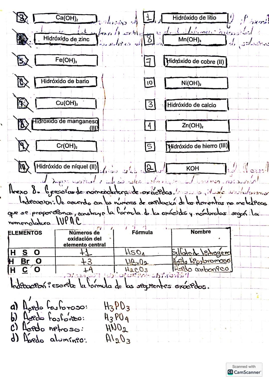 Anexo 4. Ejercicios de nomenclatura de sales binarias
ANEXO 6
PLANTEL: Centro de Bachillerato Tecnológico Industrial y de Servicios No. 48