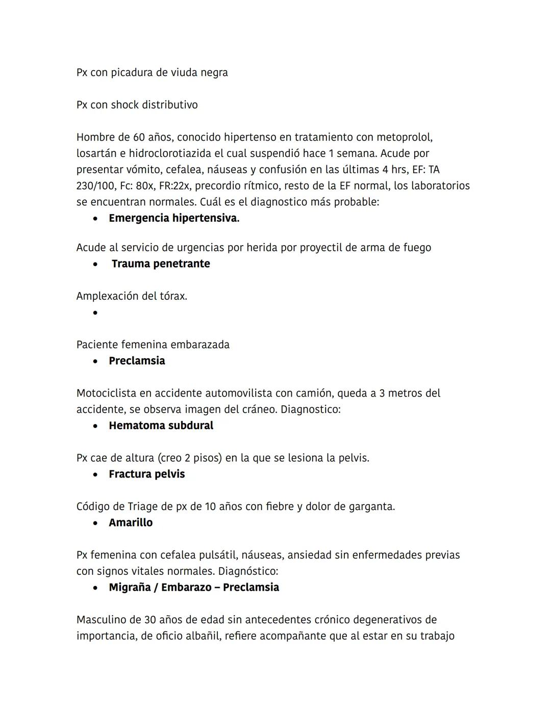 5H
* Hipovolemia
* Hipotermia
* Hidrogeniones(acidosis)
* Hipoxia
* Hipo/hiperkalemia
5T
* Taponamiento cardiaco
* Trombosis coronaria (i