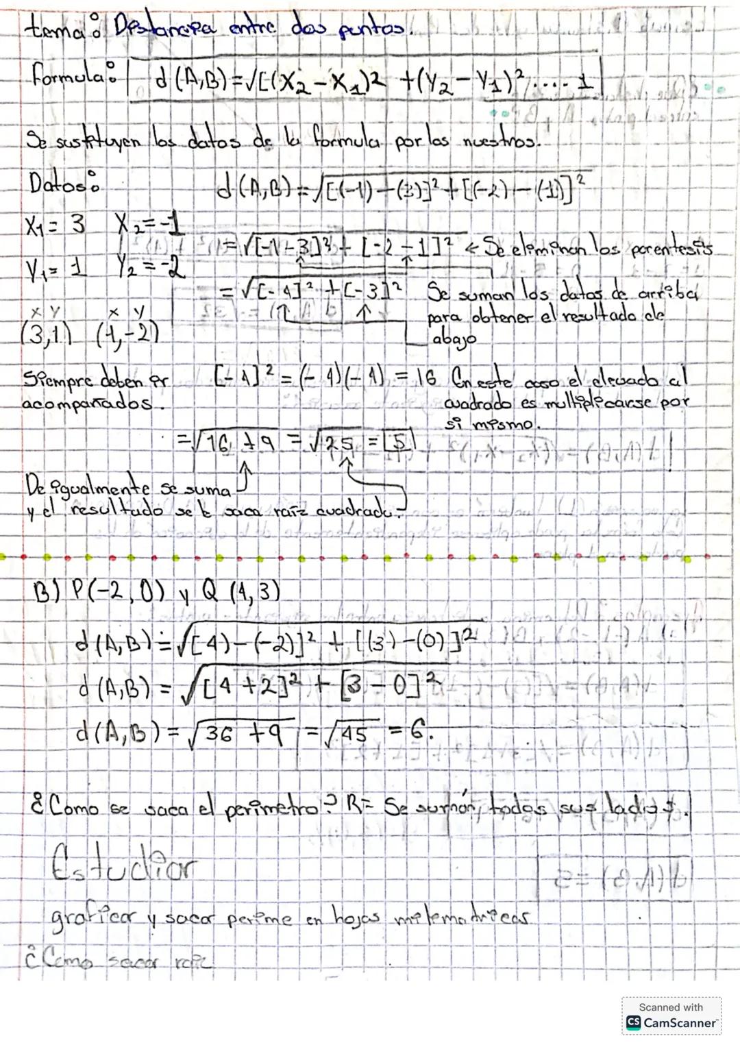 temão Distancia entre das Puntos...
¿Que destancia apste
entreed punto Ay BP
ID
A(3,0)
B(7,5)
4
C=x2-X1 D=V2-Y+
0-7-3
C=4
D=5-1
D=4
d(A, B)=