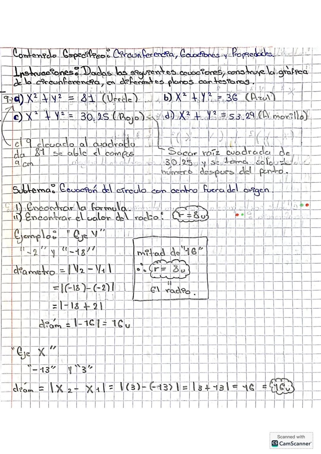 # Contenido Especifico. (Circunferencia, Ecuaciones y Propiedades)
## Ecuación de la circunferencia con centro en el origen.
$x^2 + y^2 = r