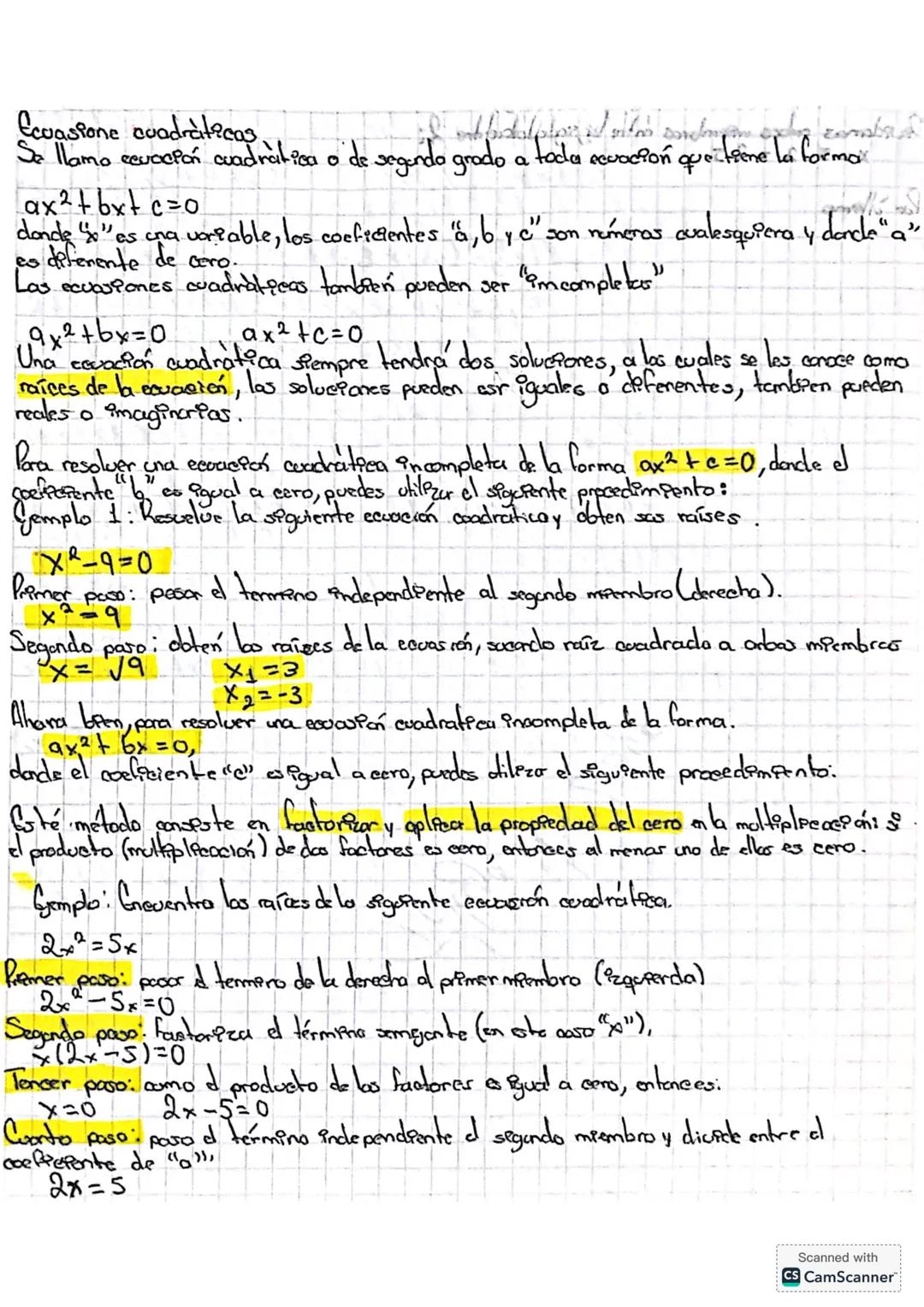 Ecuasione cuadraticas.
Se llamo ecuccpón cuadr
ax2+bx+c=o
cuadratica o de segundo grado a t
a toda sevación que tiene la forma
donde " es un