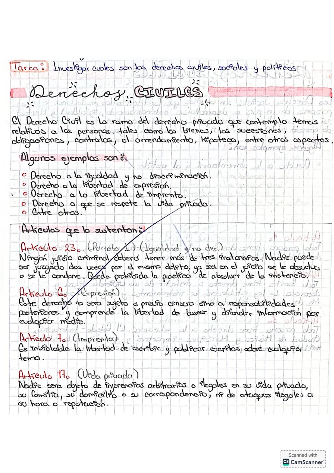 # Tarea: Investigar cuáles son los derechos civiles, sociales y políticos
# Derechos Civiles
El Derecho Civil es la rama del derecho priva