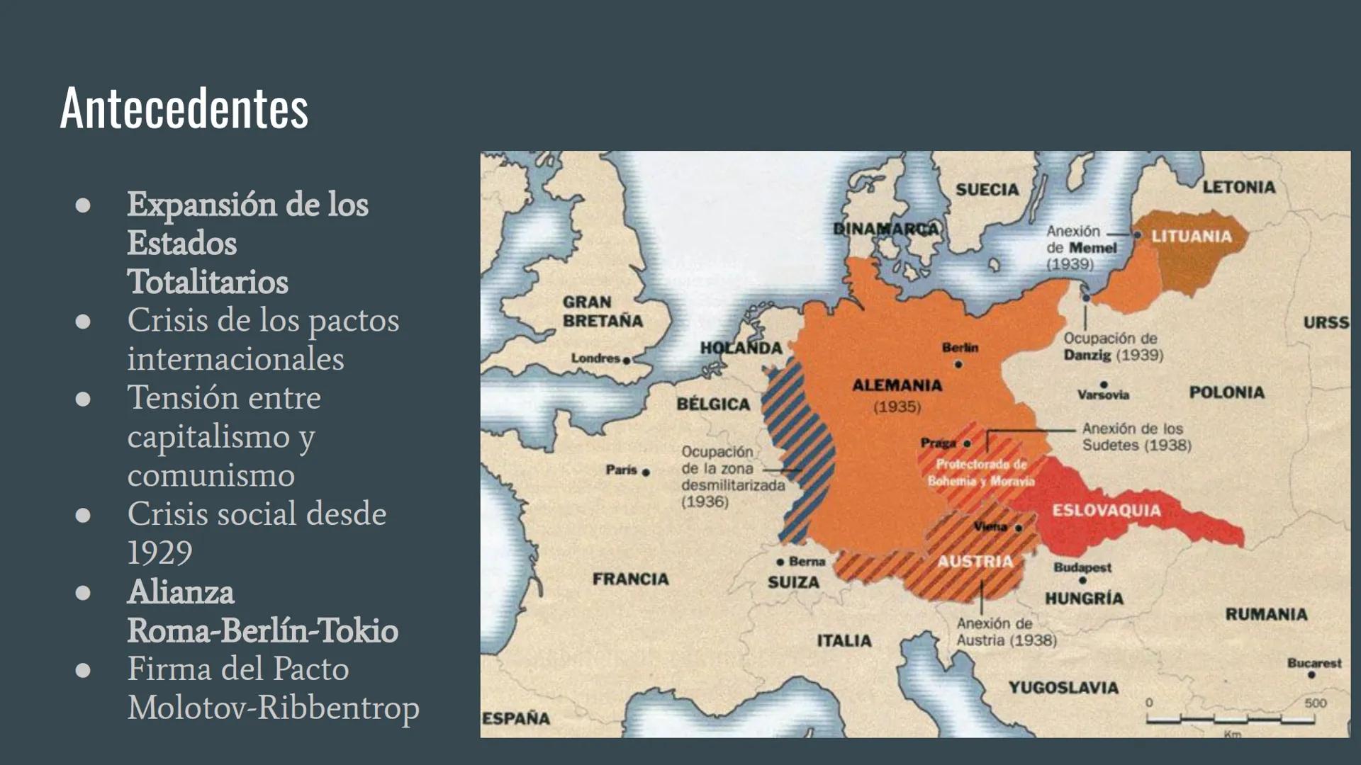 SEGUNDA GUERRA MUNDIAL
... ¿Qué fue la II Guerra Mundial?
Una "guerra total" entre 1939 y 1945 entre los
Estados totalitarios (Italia, Alema