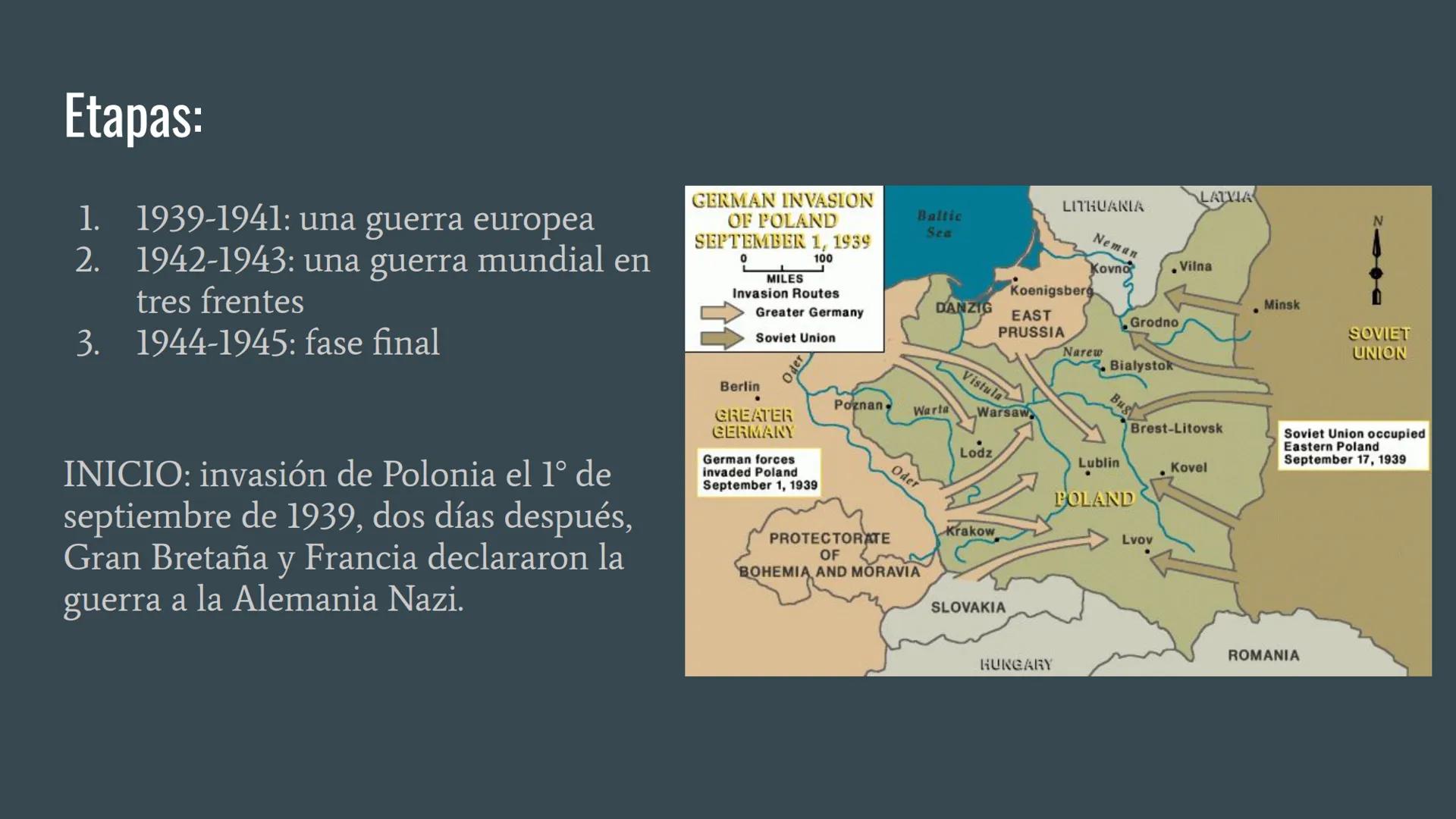 SEGUNDA GUERRA MUNDIAL
... ¿Qué fue la II Guerra Mundial?
Una "guerra total" entre 1939 y 1945 entre los
Estados totalitarios (Italia, Alema