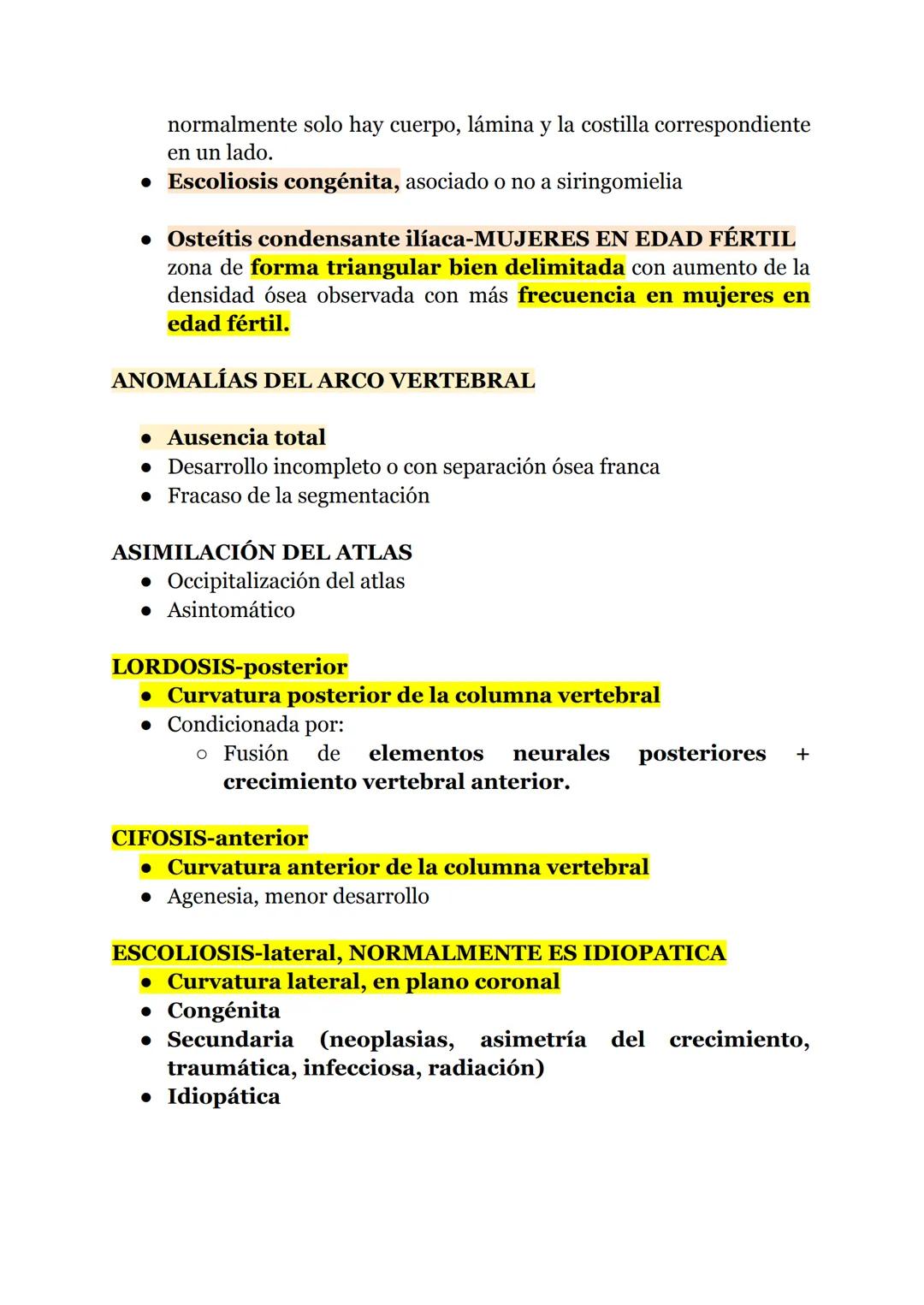 Tema 2: COLUMNA VERTEBRAL
2.1 -Radiografía de columna vertebral
Dolor en la espalda:
Congénitas/desarrollo:
• Meningocele
• Mielomeningocele