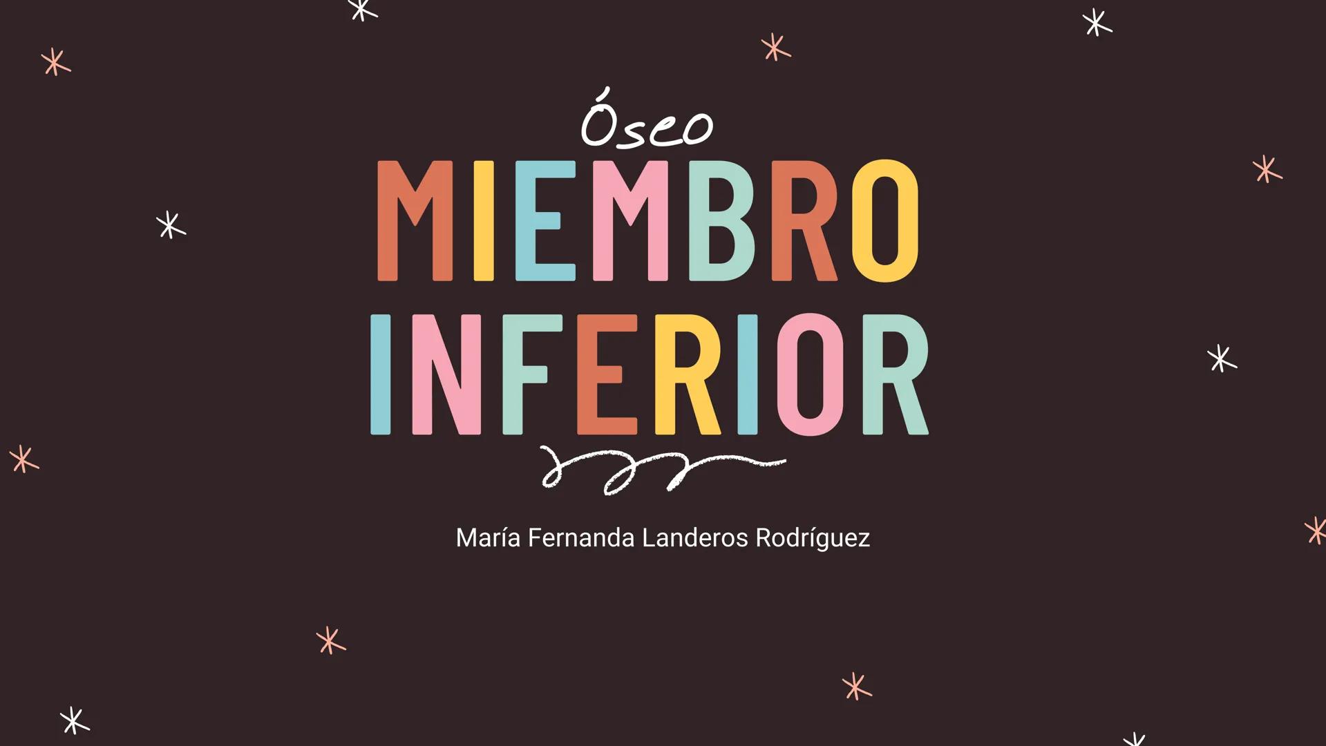 *
*
*
*
*
María Fernanda Landeros Rodríguez
лее
Óseo
MIEMBRO
INFERIOR
*
*
*
*
* Miembro Inferior
*
↓
Los huesos que componen la extremidad i