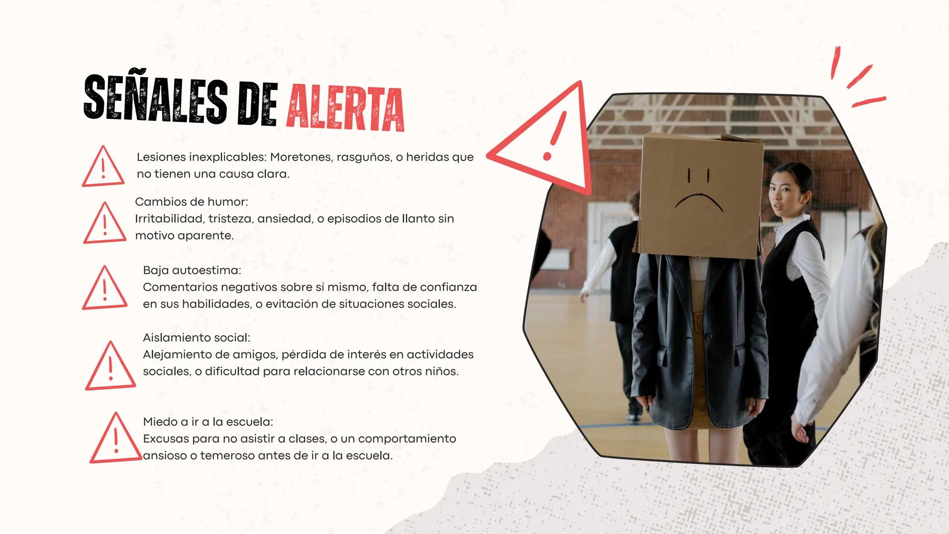 # LAS CONSECUENCIAS DEL
⚠**BULLYING**⚠ ¿QUÉ ES EL BULLYING?
Se caracteriza por un desequilibrio de poder y puede
manifestarse de diversas m