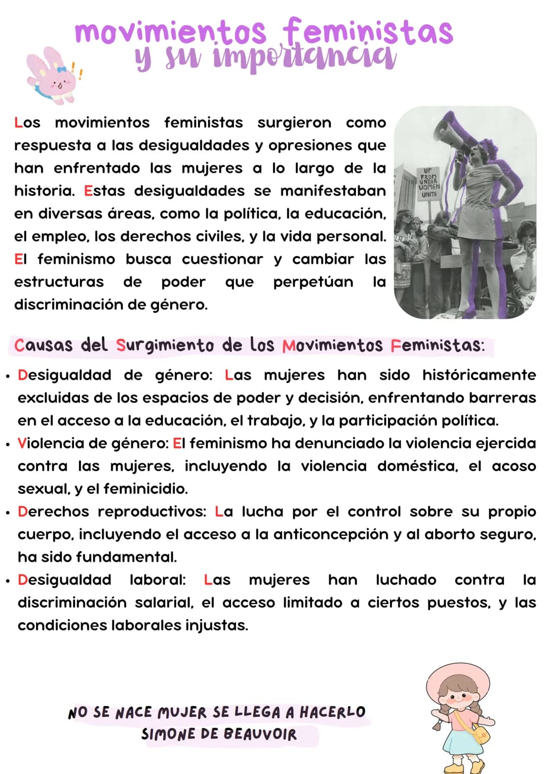 --- OCR Start ---
movimientos feministas
y su importancia
Los movimientos feministas surgieron como
respuesta a las desigualdades y opresion