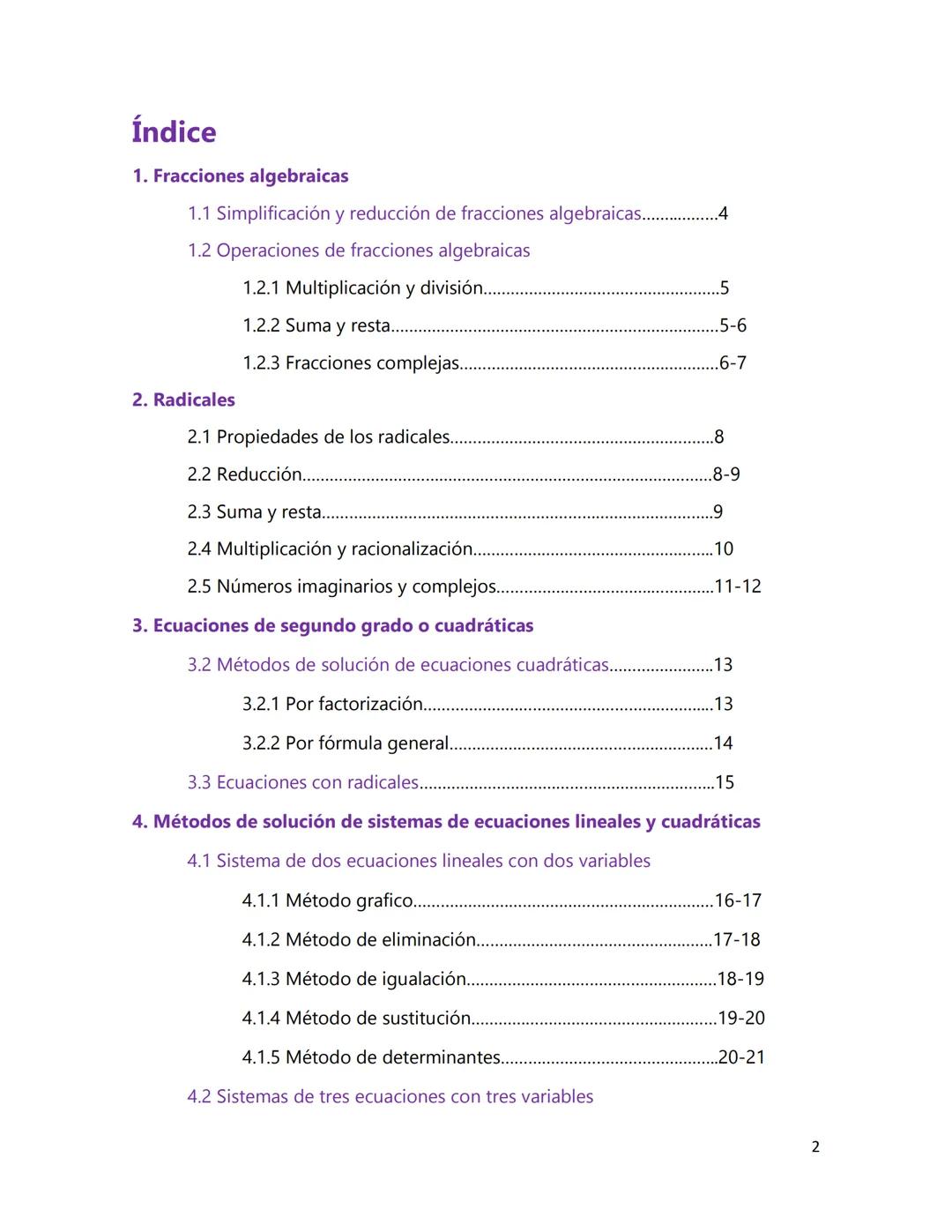 # GUIA DE ESTUDIO
Algebra II
Claudia valentina Alfaro Ramirez
1 Índice
1. Fracciones algebraicas
1.1 Simplificación y reducción de fracci