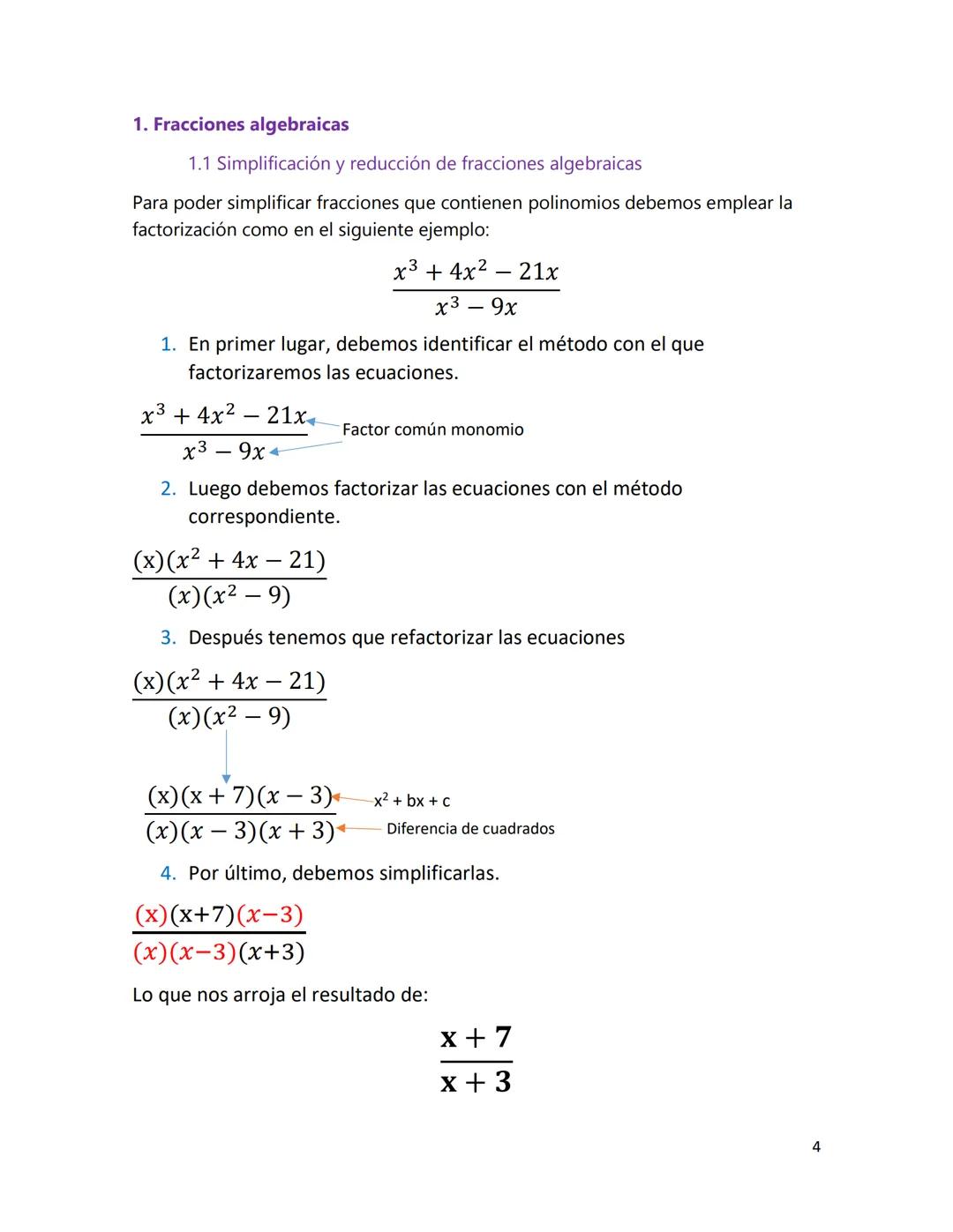 # GUIA DE ESTUDIO
Algebra II
Claudia valentina Alfaro Ramirez
1 Índice
1. Fracciones algebraicas
1.1 Simplificación y reducción de fracci