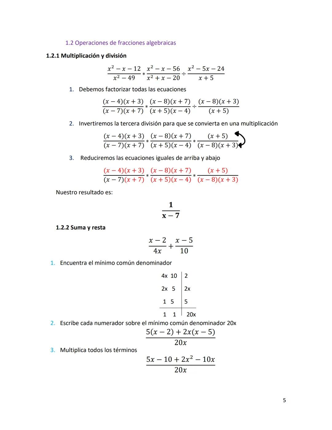 # GUIA DE ESTUDIO
Algebra II
Claudia valentina Alfaro Ramirez
1 Índice
1. Fracciones algebraicas
1.1 Simplificación y reducción de fracci