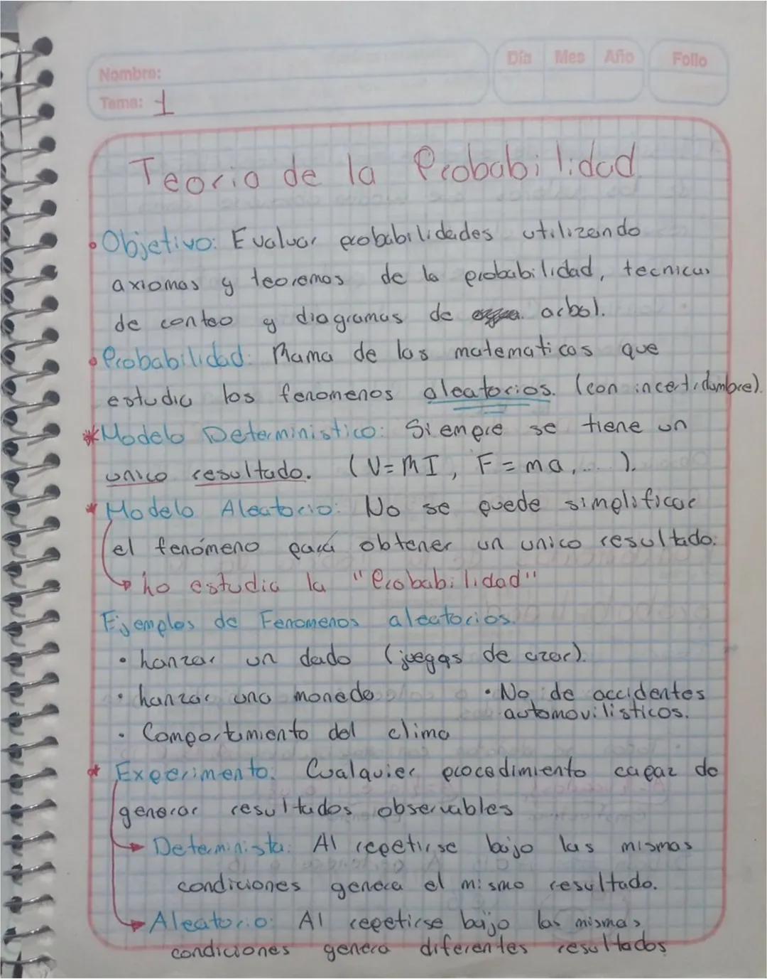 # Teoria de la Probabilidad
* Objetivo: Evaluar probabilidades utilizando axiomas y teoremas de la probabilidad, tecnicas de conteo y diagr
