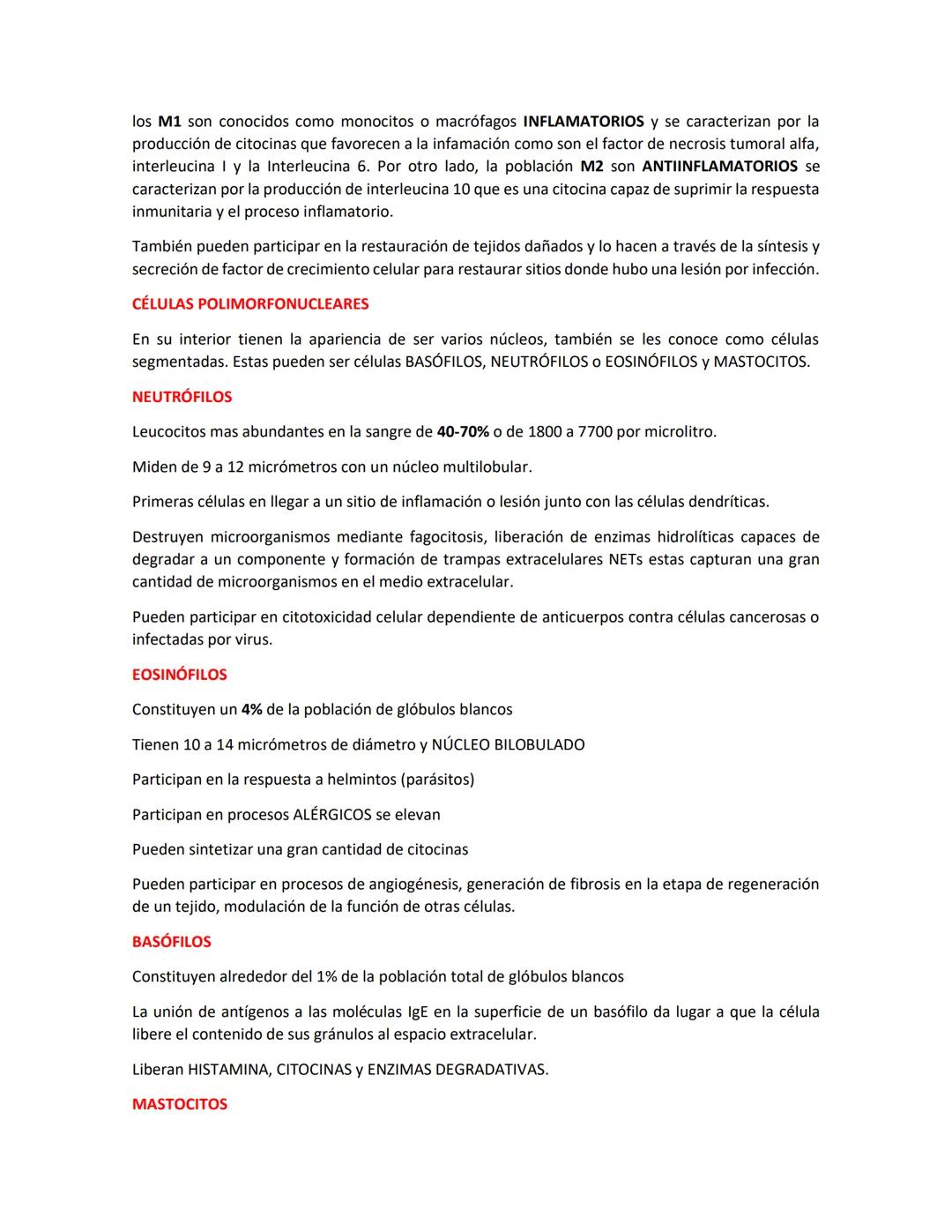 CÉLULAS DE LA RESPUESTA INMUNITARIA
Se forman a partir del proceso de HEMATOPOYESIS
Comienzan en las estructuras embrionarias del saco vitel