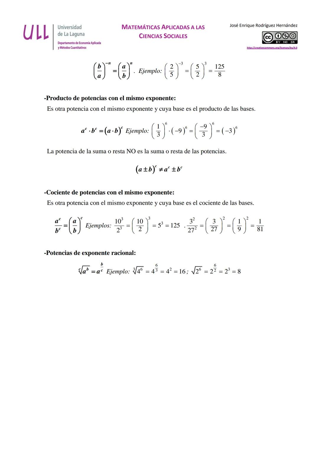 ULL
Universidad
de La Laguna
Departamento de Economia Aplicada
y Métodos Cuantitatives
MATEMÁTICAS APLICADAS A LAS
CIENCIAS SOCIALES
José En