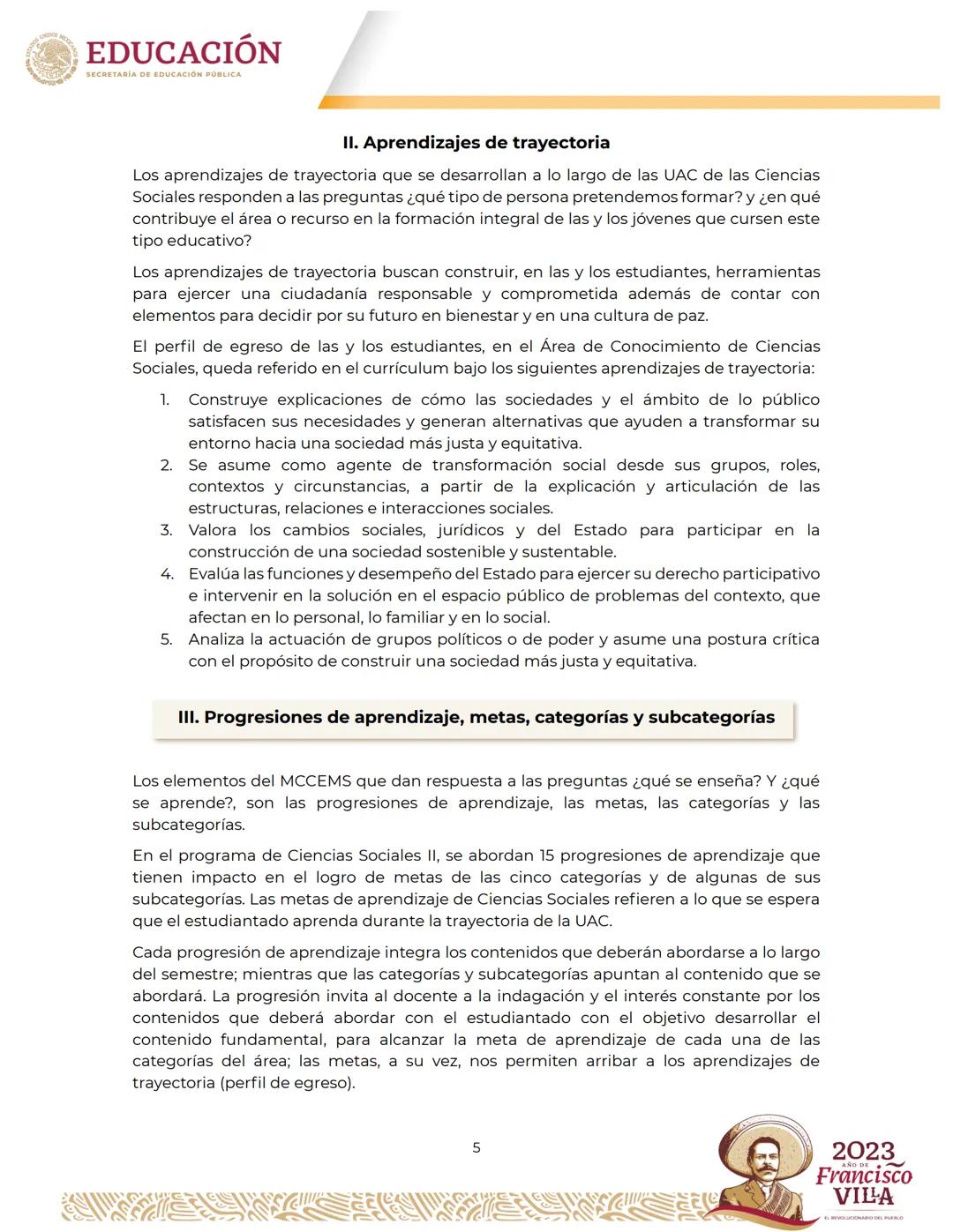 EDUCACIÓN
SECRETARÍA DE EDUCACIÓN PÚBLICA
Programa
de estudios del Área de Conocimiento
Ciencias Sociales II Créditos
Leticia Ramírez Amaya