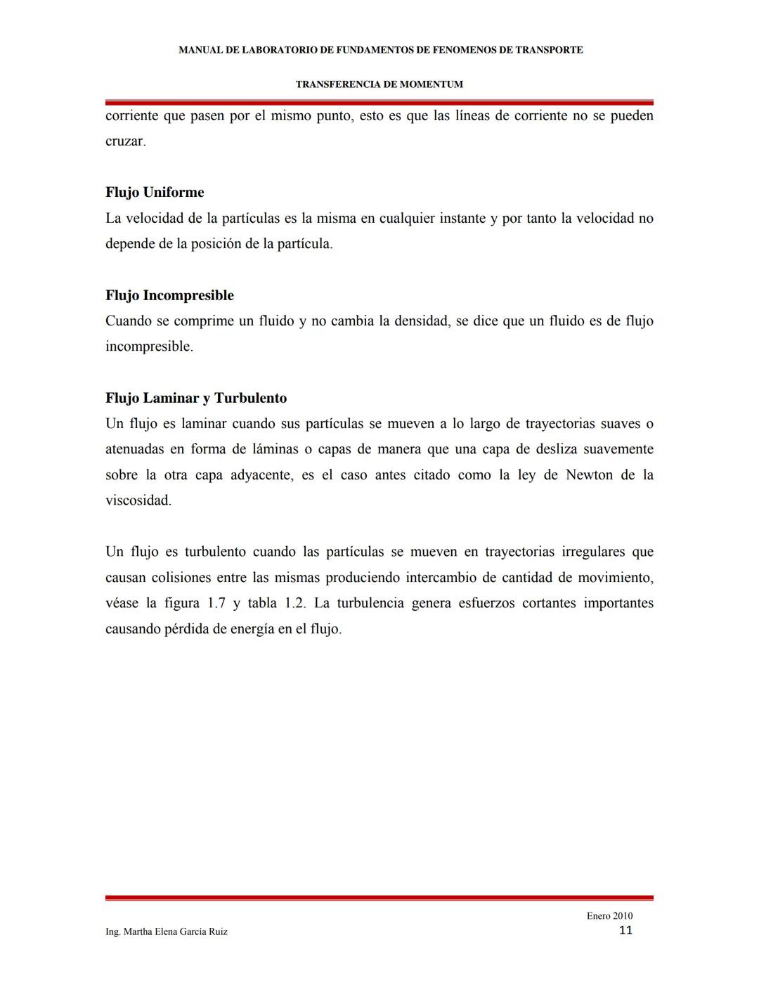 2010
MANUAL DE LABORATORIO DE FUNDAMENTOS
DE FENÓMENOS DE TRANSPORTE
INTRODUCCIÓN A LOS FENÓMENOS DE
TRANSPORTE
Ing. Martha Elena García Ruí