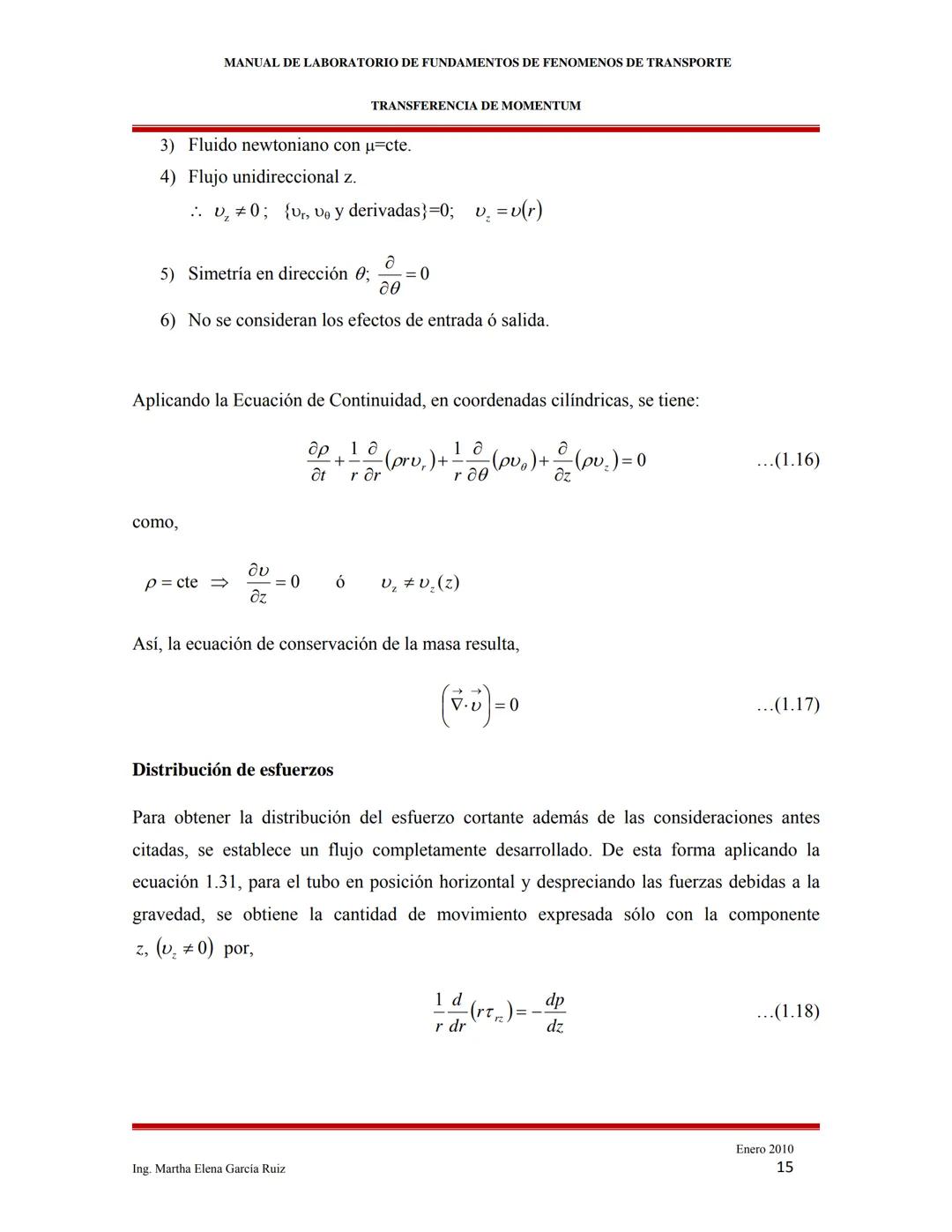 2010
MANUAL DE LABORATORIO DE FUNDAMENTOS
DE FENÓMENOS DE TRANSPORTE
INTRODUCCIÓN A LOS FENÓMENOS DE
TRANSPORTE
Ing. Martha Elena García Ruí