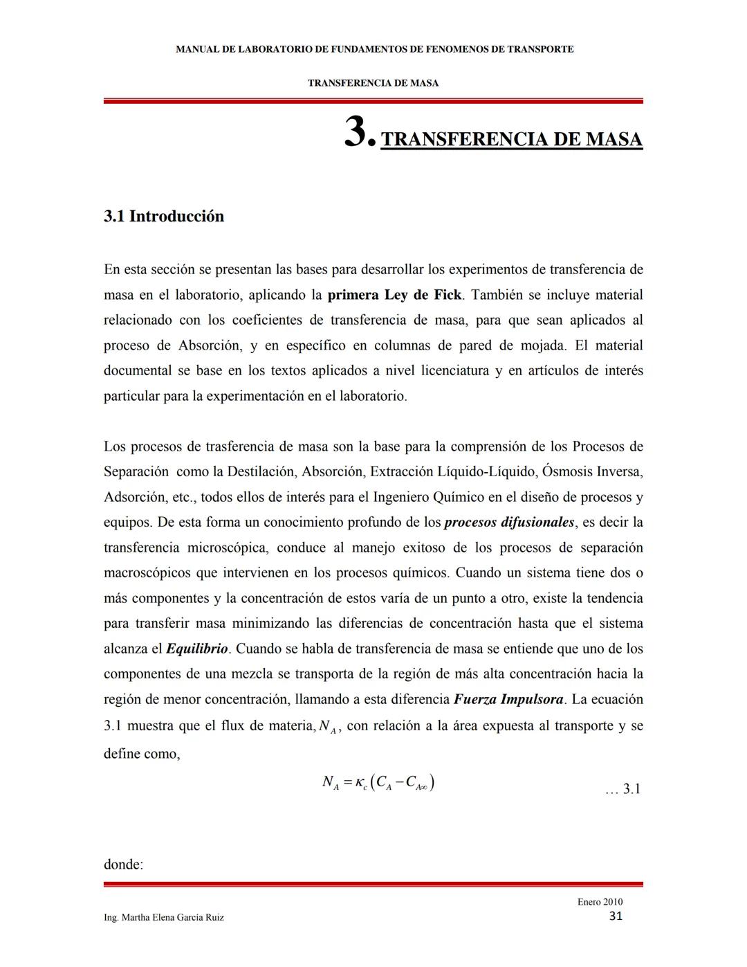 2010
MANUAL DE LABORATORIO DE FUNDAMENTOS
DE FENÓMENOS DE TRANSPORTE
INTRODUCCIÓN A LOS FENÓMENOS DE
TRANSPORTE
Ing. Martha Elena García Ruí