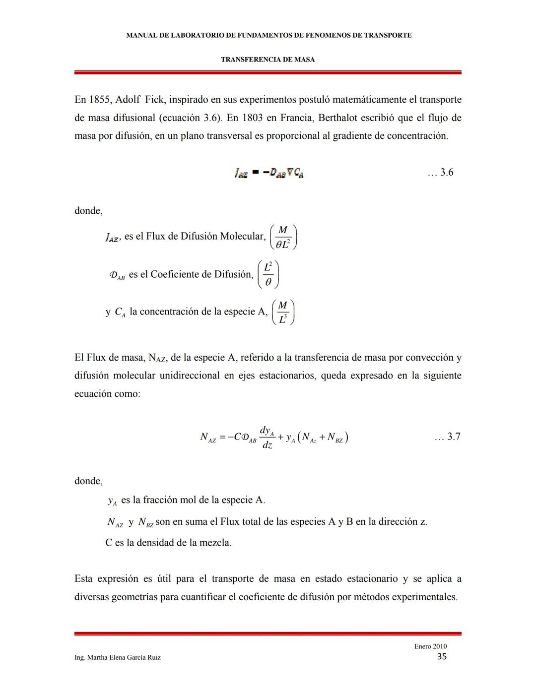 2010
MANUAL DE LABORATORIO DE FUNDAMENTOS
DE FENÓMENOS DE TRANSPORTE
INTRODUCCIÓN A LOS FENÓMENOS DE
TRANSPORTE
Ing. Martha Elena García Ruí