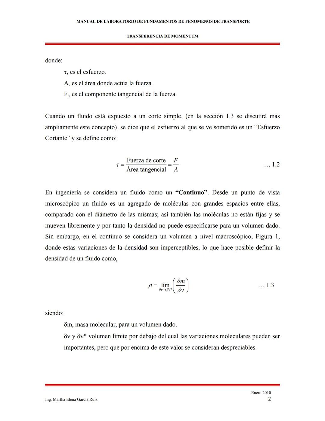 2010
MANUAL DE LABORATORIO DE FUNDAMENTOS
DE FENÓMENOS DE TRANSPORTE
INTRODUCCIÓN A LOS FENÓMENOS DE
TRANSPORTE
Ing. Martha Elena García Ruí