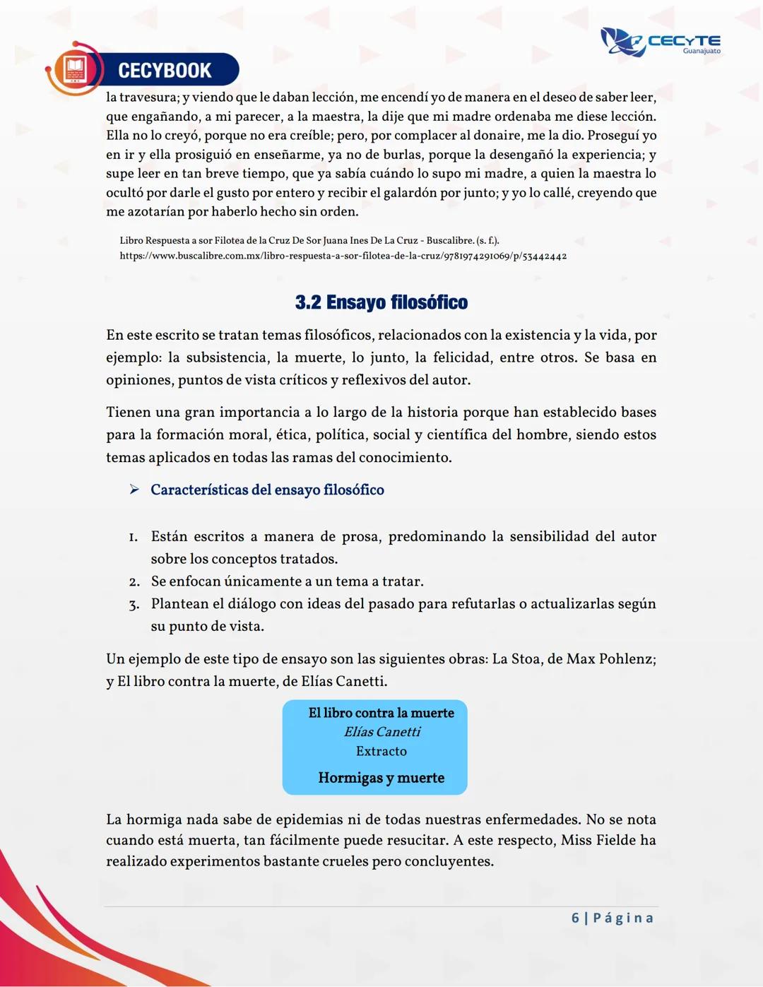 ## Semana 04
## Unidad 1: Atender y entender CECYBOOK
CECYTE
Guanajuato
Contenido específico
3. Tipos de ensayo
3.1 Literario
3.2 Filosófic