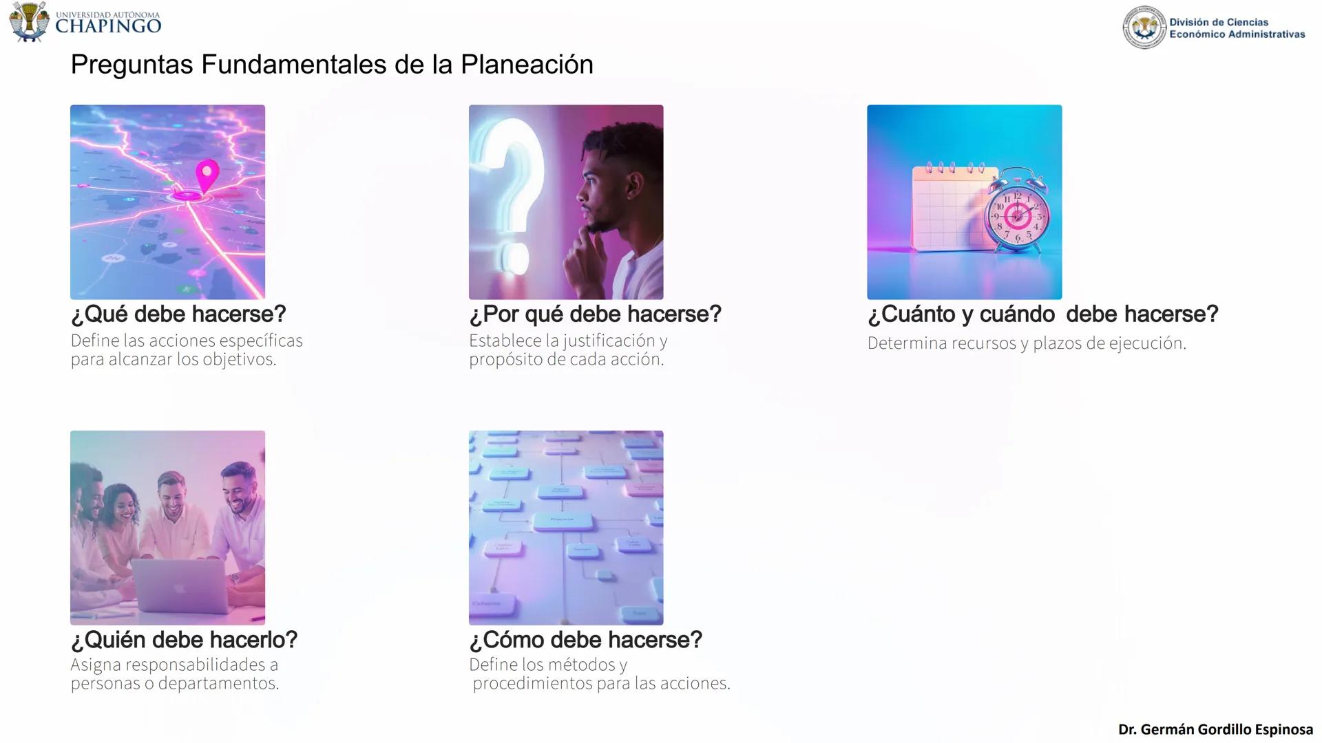 UNIVERSIDAD AUTÓNOMA
CHAPINGO
División de Ciencias
Económico Administrativas
Administración: Fundamentos
de Planeación
Este curso explora lo