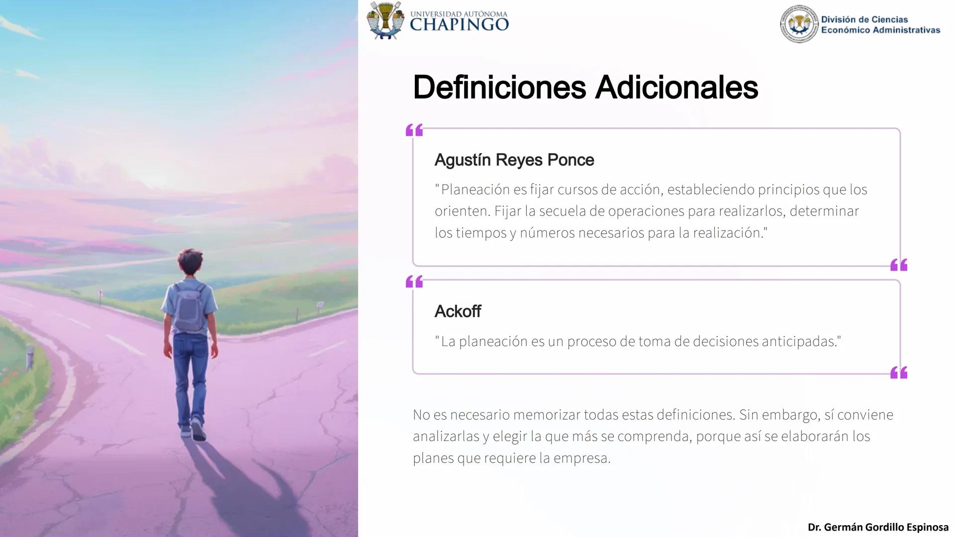 UNIVERSIDAD AUTÓNOMA
CHAPINGO
División de Ciencias
Económico Administrativas
Administración: Fundamentos
de Planeación
Este curso explora lo