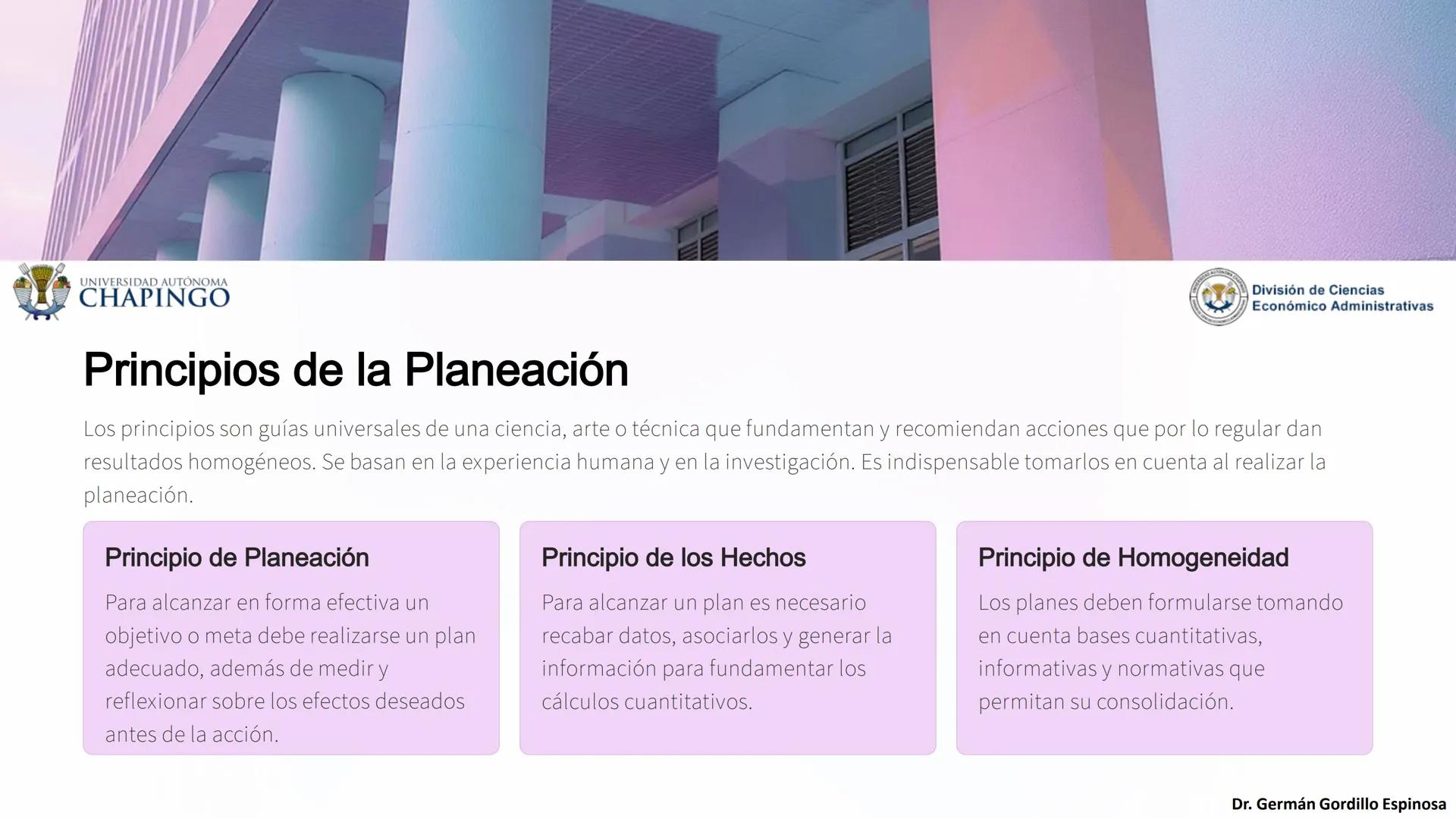 UNIVERSIDAD AUTÓNOMA
CHAPINGO
División de Ciencias
Económico Administrativas
Administración: Fundamentos
de Planeación
Este curso explora lo