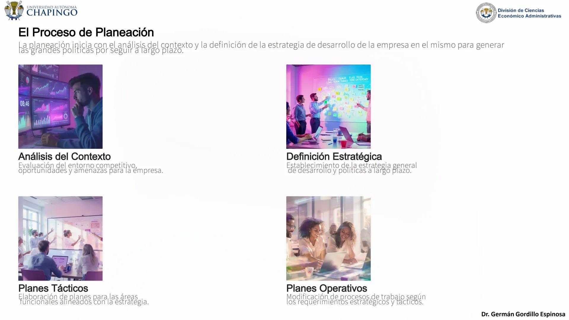 UNIVERSIDAD AUTÓNOMA
CHAPINGO
División de Ciencias
Económico Administrativas
Administración: Fundamentos
de Planeación
Este curso explora lo