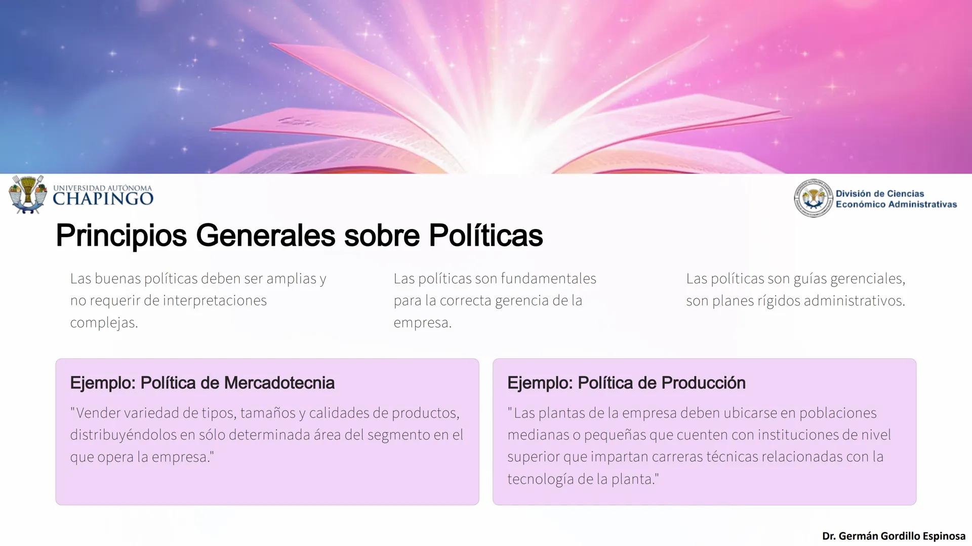 UNIVERSIDAD AUTÓNOMA
CHAPINGO
División de Ciencias
Económico Administrativas
Administración: Fundamentos
de Planeación
Este curso explora lo