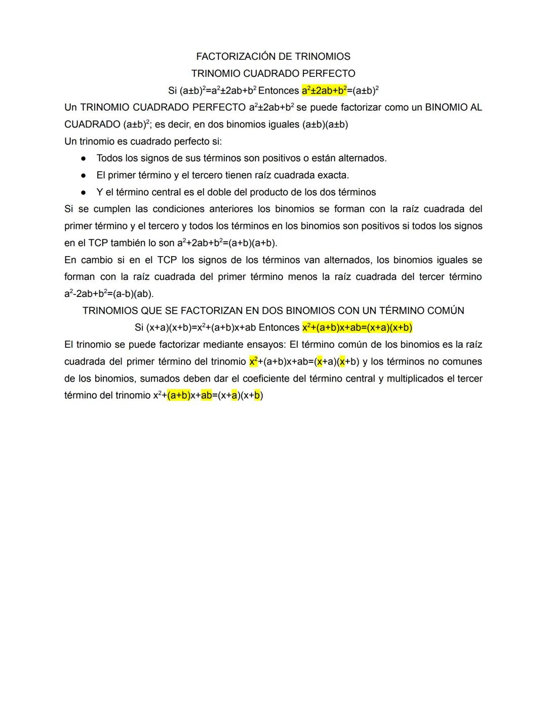 PRODUCTOS NOTABLES Y FACTORIZACIÓN
PRODUCTOS NOTABLES
Son multiplicaciones de aplicación frecuente, por lo que resulta conveniente aprenderl
