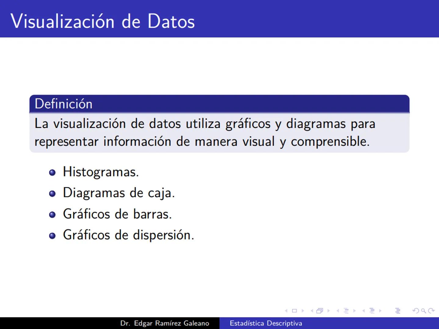 # Estadística Descriptiva
Ingeniería Mecánica Agrícola
Dr. Edgar Ramírez Galeano Conceptos Básicos
En muchas ocasiones, para llevar a cabo