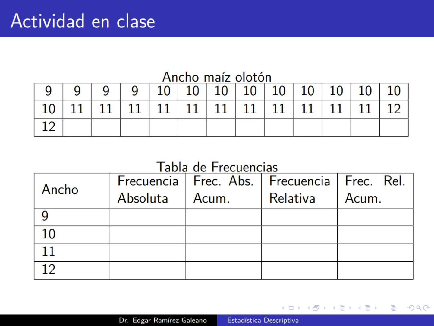 # Estadística Descriptiva
Ingeniería Mecánica Agrícola
Dr. Edgar Ramírez Galeano Conceptos Básicos
En muchas ocasiones, para llevar a cabo