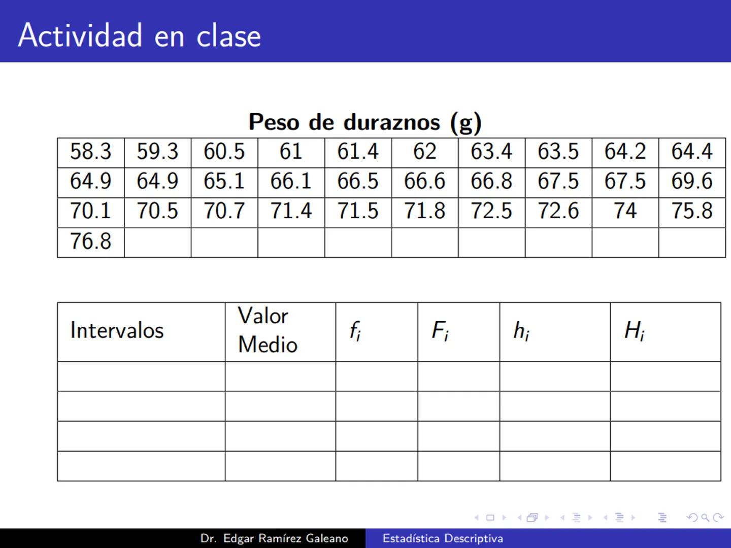 # Estadística Descriptiva
Ingeniería Mecánica Agrícola
Dr. Edgar Ramírez Galeano Conceptos Básicos
En muchas ocasiones, para llevar a cabo