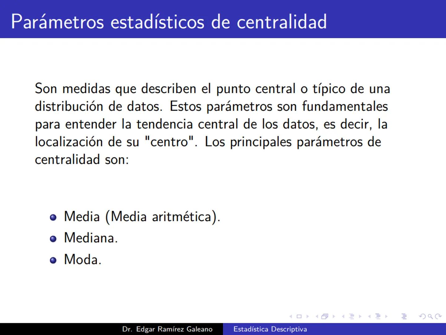 # Estadística Descriptiva
Ingeniería Mecánica Agrícola
Dr. Edgar Ramírez Galeano Conceptos Básicos
En muchas ocasiones, para llevar a cabo