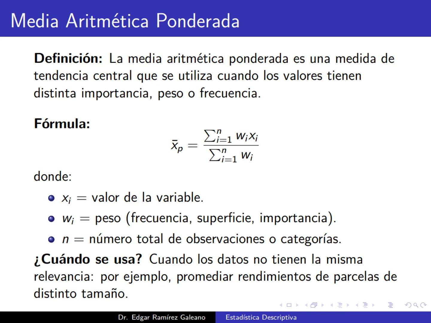 # Estadística Descriptiva
Ingeniería Mecánica Agrícola
Dr. Edgar Ramírez Galeano Conceptos Básicos
En muchas ocasiones, para llevar a cabo