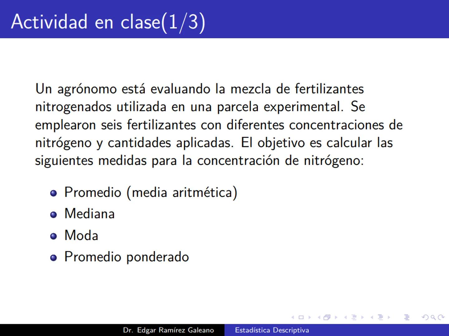 # Estadística Descriptiva
Ingeniería Mecánica Agrícola
Dr. Edgar Ramírez Galeano Conceptos Básicos
En muchas ocasiones, para llevar a cabo