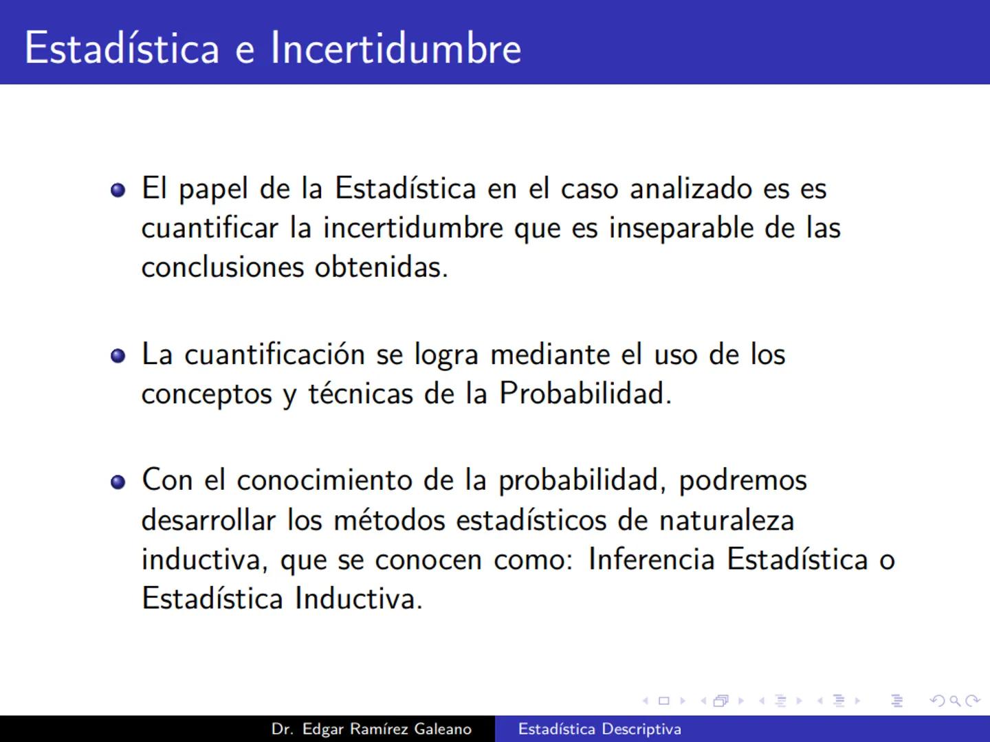 # Estadística Descriptiva
Ingeniería Mecánica Agrícola
Dr. Edgar Ramírez Galeano Conceptos Básicos
En muchas ocasiones, para llevar a cabo