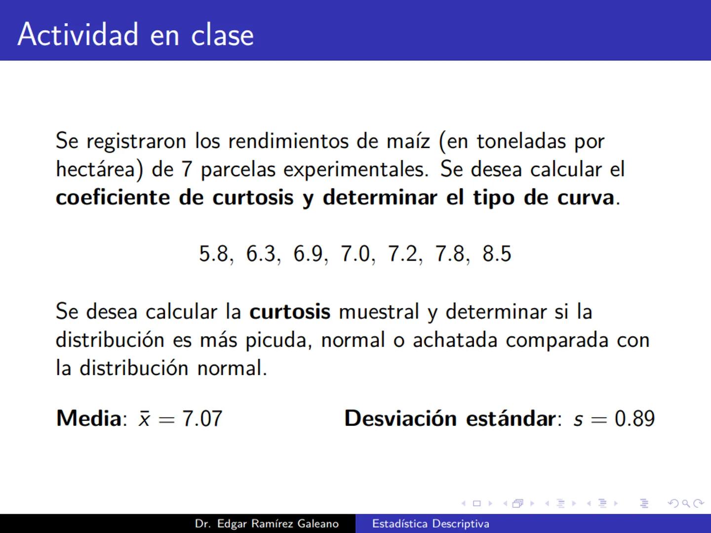 # Estadística Descriptiva
Ingeniería Mecánica Agrícola
Dr. Edgar Ramírez Galeano Conceptos Básicos
En muchas ocasiones, para llevar a cabo