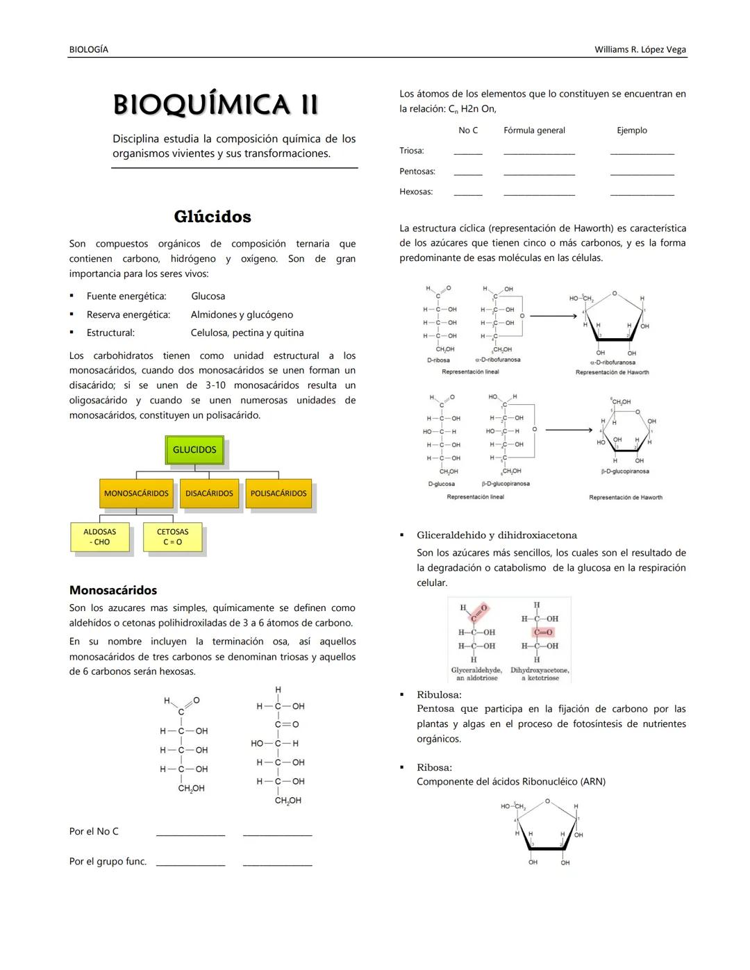 BIOLOGÍA
Williams R. López Vega
BIOQUÍMICA II
Disciplina estudia la composición química de los
organismos vivientes y sus transformaciones.
