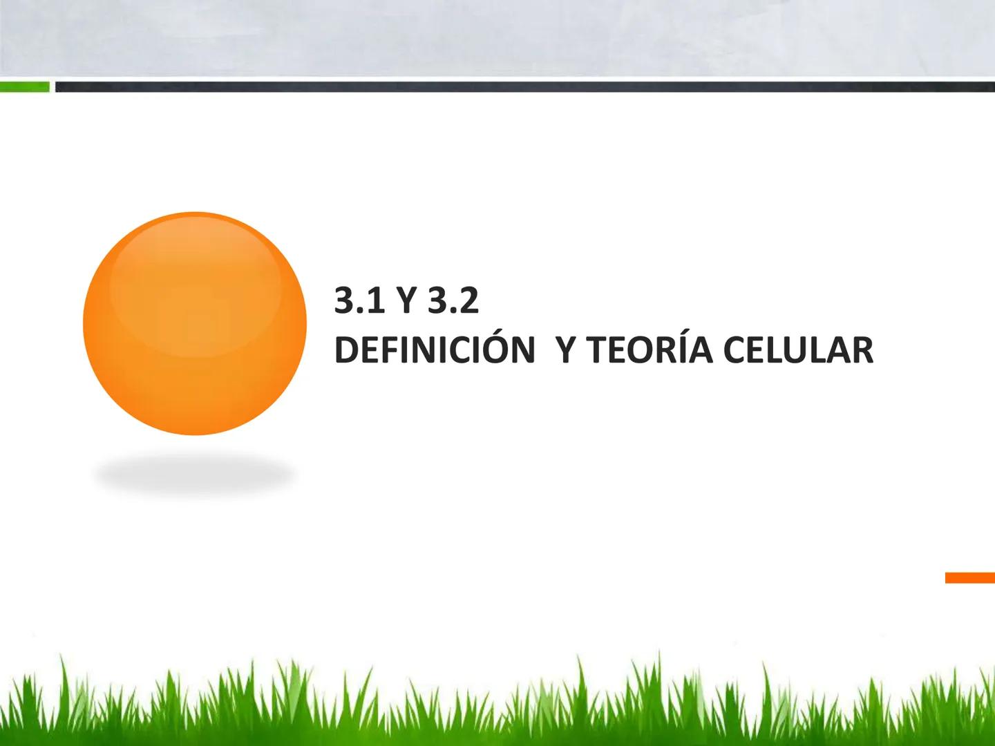 ## UNIDAD 3
## LA CÉLULA 3.1 Y 3.2
DEFINICIÓN Y TEORÍA CELULAR 3.1 Definición
Todos los seres vivos están constituidos por una o
más células