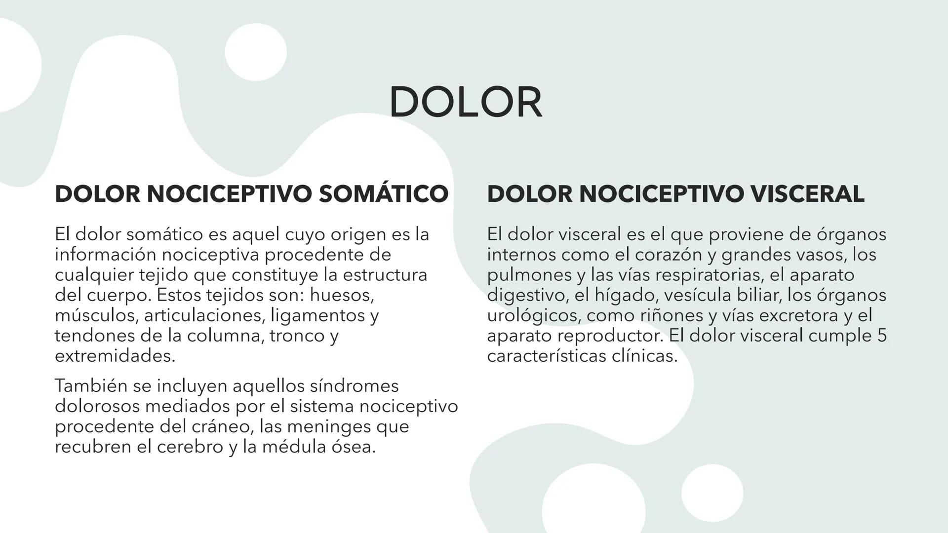 # DOLOR
L.FT. MAGALI SANTIAGO ESCAMILLA Existen 3 tipos de estímulos que excitan los
receptores para el dolor:
MECÁNICOS
TÉRMICOS
QUÍMIC