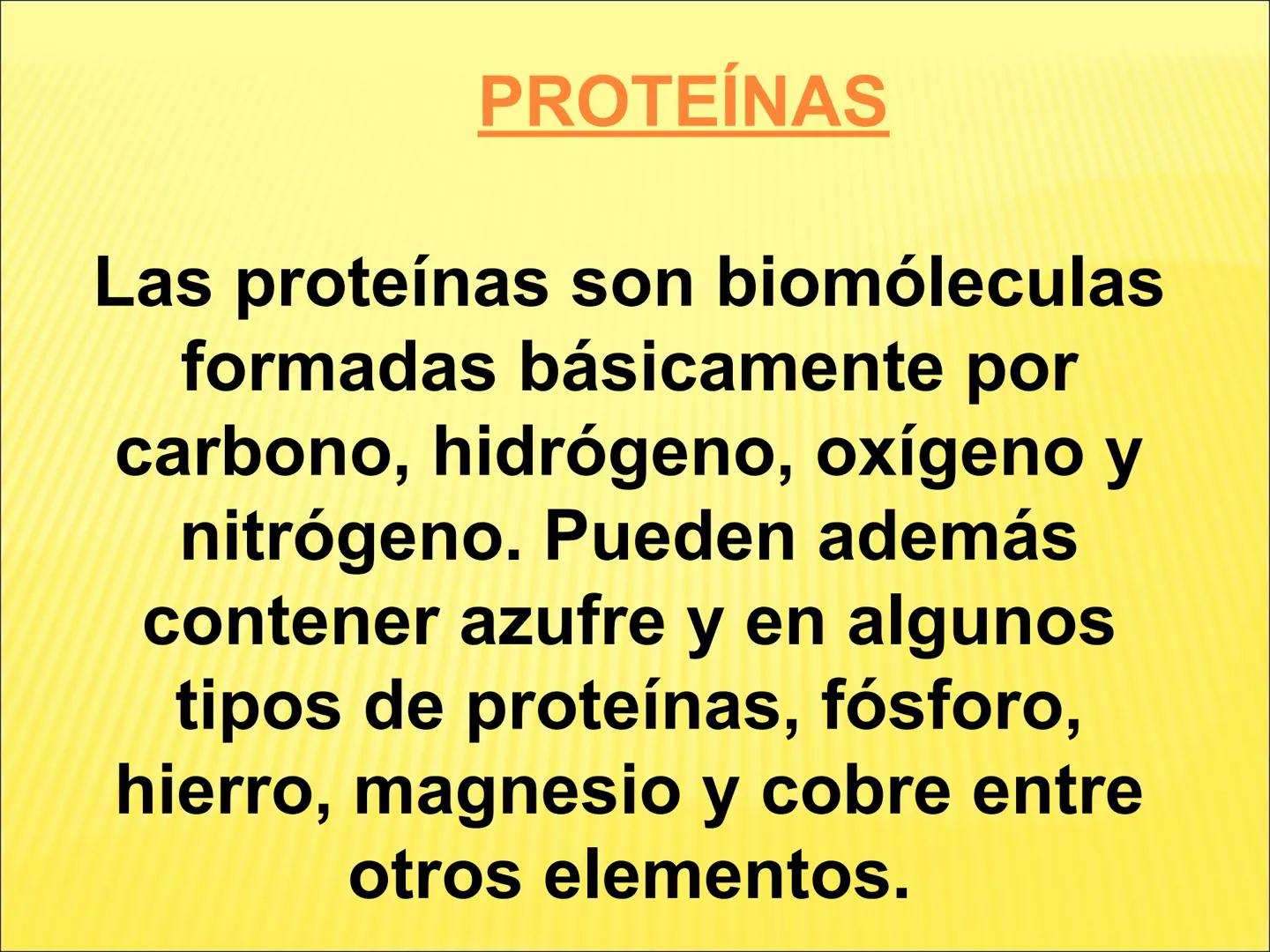 # PROTEÍNAS GENERALIDADES Las proteínas
están formadas por unidades básicas
que corresponden a los aminoácidos, los cuales
se unen entre