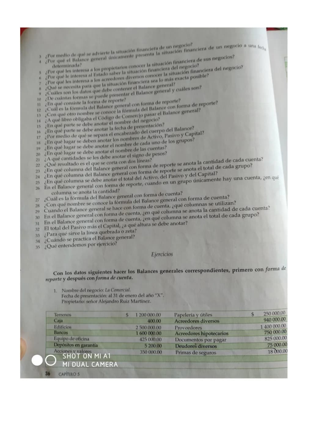 # CAPÍTULO
5
Balance general o Estado
de situación financiera
Generalidades
1 Balance general o estado de situación. Es el documento con