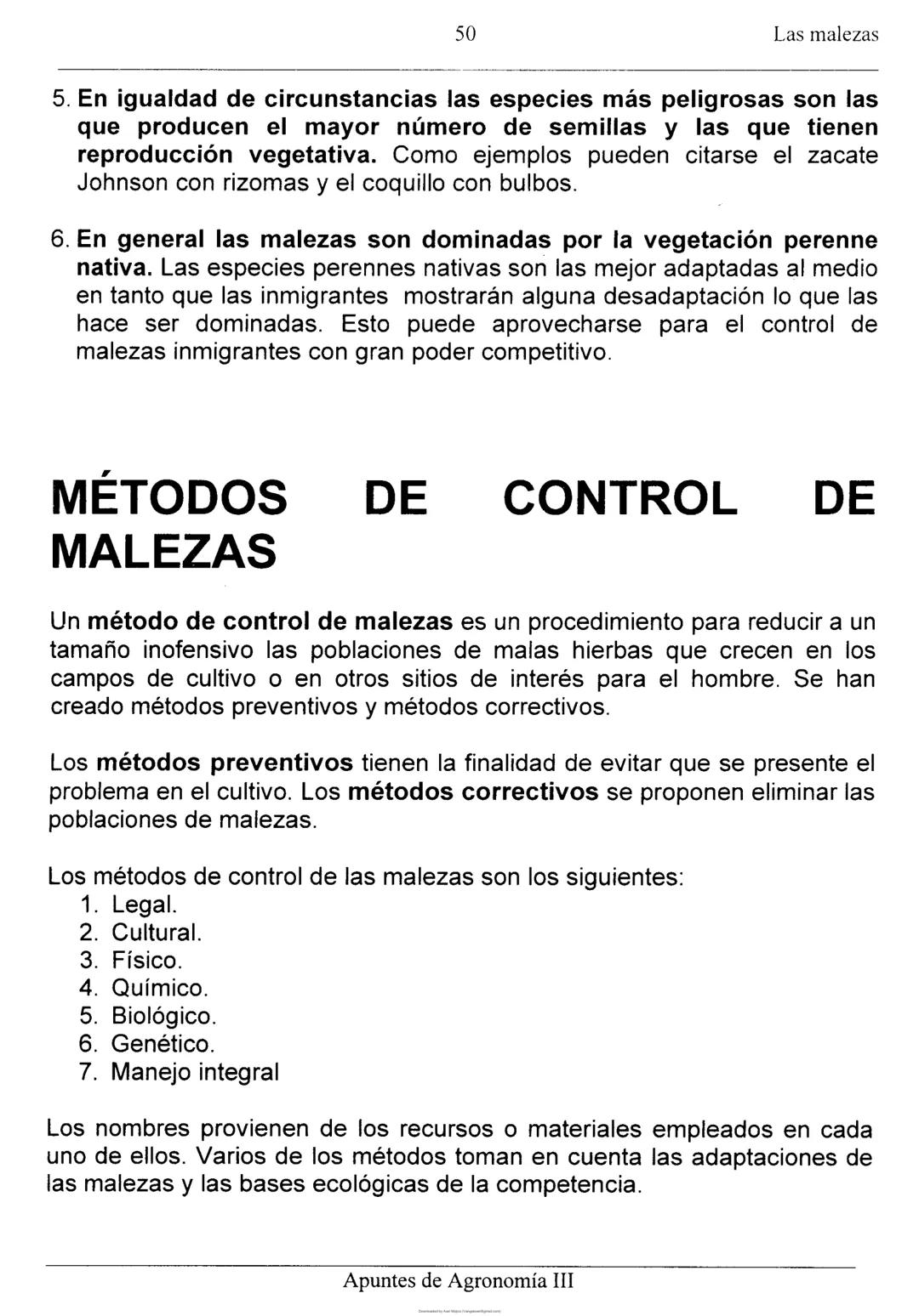 Las malezas
UNIDAD II: LAS MALEZAS
Ignacio Enrique Vivas Enríquez*
Pedro Carrillo Eligio*
Mardonio García Pineda*
Crispín Cortés Flores*