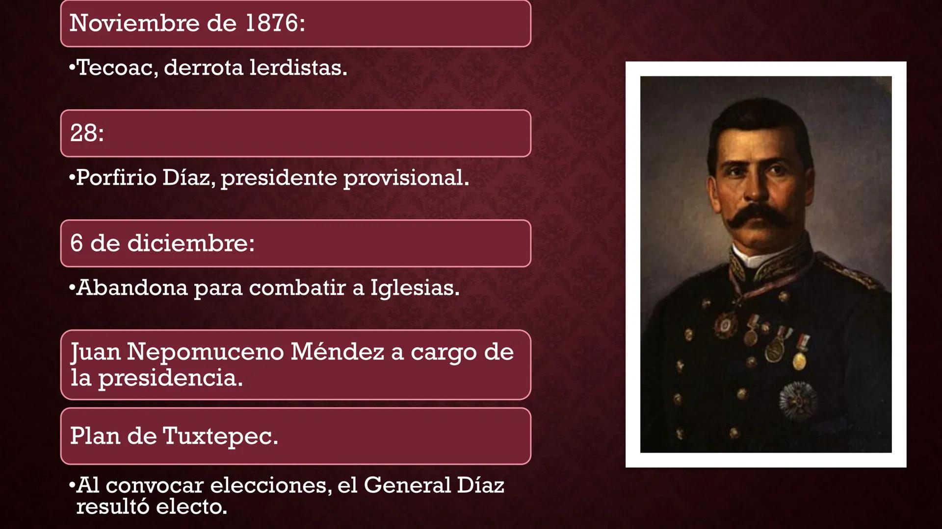 # Bloque II
# La Revolución Mexicana y México Contemporáneo # México ante el
imperialismo: el Porfiriato Noviembre de 1876:
•Tecoac, derro
